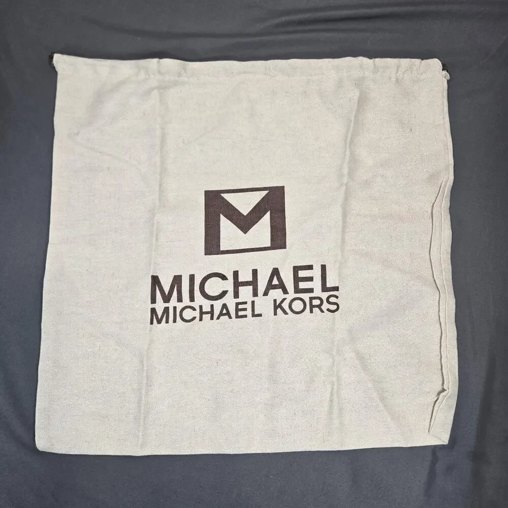 Michael Kors Drawstring Dust Bag Cream Cotton Canvas Brown Logo 18x18